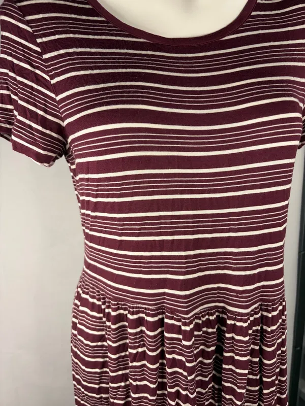 Roxy Burgundy and White Striped Dress - Image 2