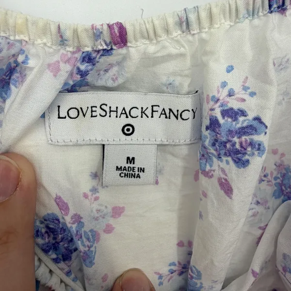 LoveShackFancy x Target Floral Smocked Maxi Dress White Blue Purple‎ Medium - Image 5