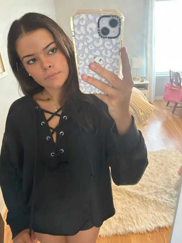 Aerie Black Cropped Crewneck - Image 3