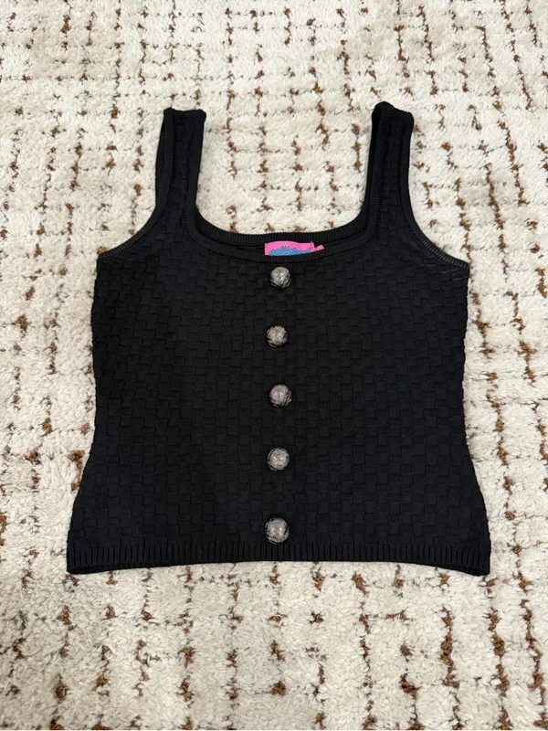 Edikted — Black Knit Button Front Tank Top - Image 2