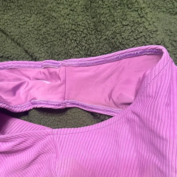 Frankie's Bikinis‎ Vibrant Purple Ribbed Cheeky High Waist Bottom - Image 4