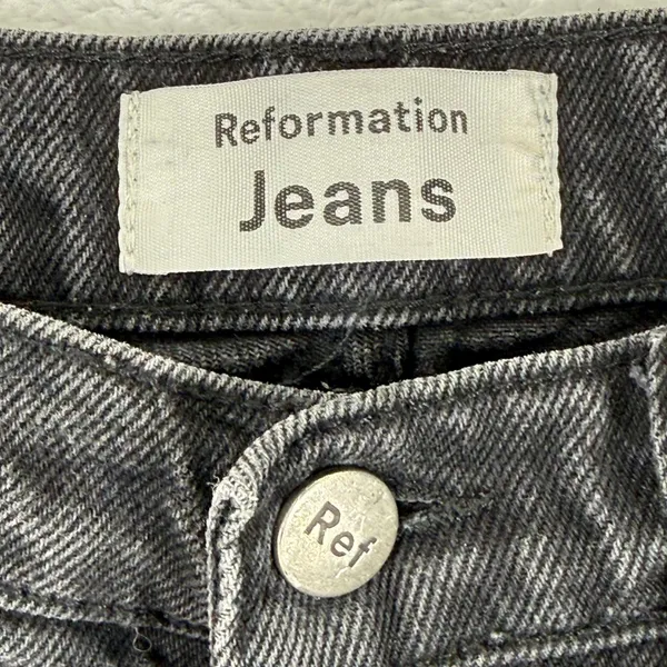 Reformation Jeans Womens Size 26 Black High Rise Button Fly Straight Leg Denim‎ - Image 9