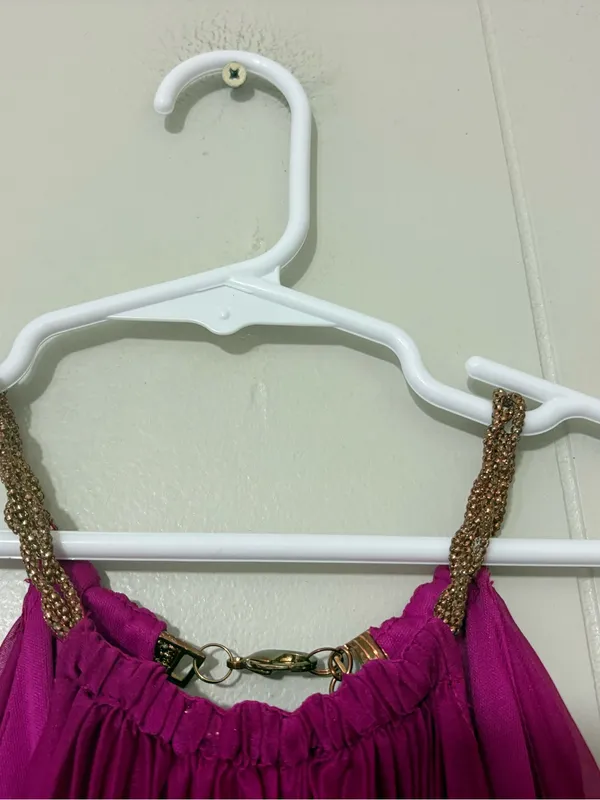 Aqua Dresses Pleated Halter Maxi Dress Fuchsia Gold Chain Size 0 XS NWT - Image 8