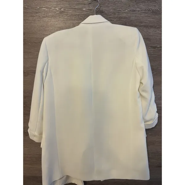 ZARA Women White Blazer Long Sleeve Full Length Button pockets Size Small - Image 4