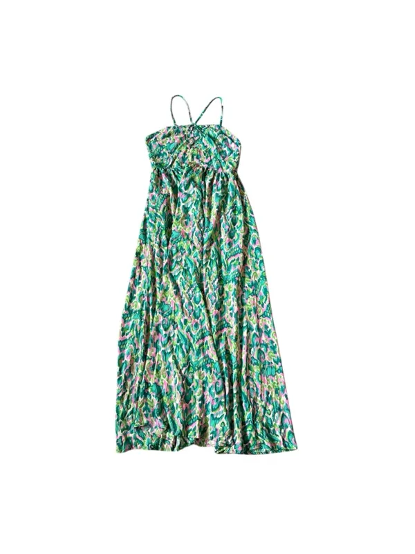 Cupshe Green Pink Abstract Beach Strappy Keyhole Summer Maxi Dress - Image 3