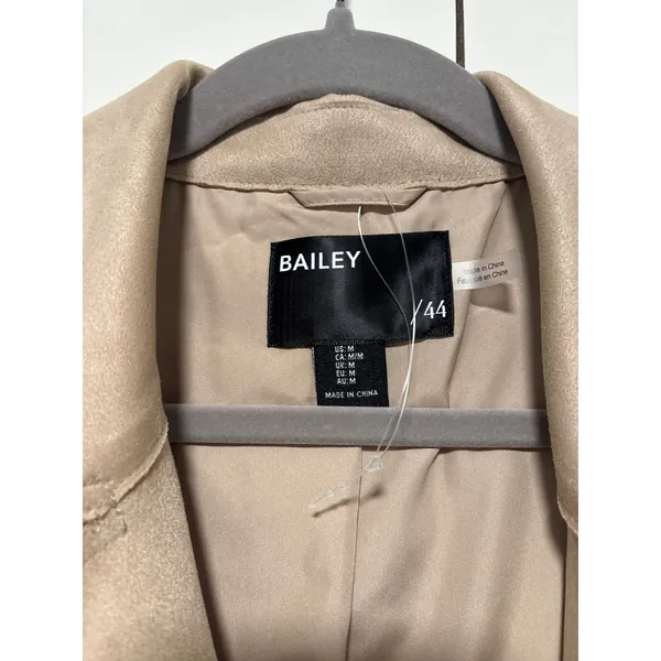 Bailey 44 Women's Taupe Faux Suede Double Breasted Trench Coat M - Image 7