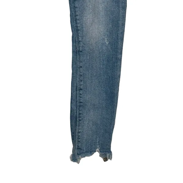 Zara Womens Jeans Mid-Rise Skinny Ankle Frayed Hem Stone Washed Denim‎ Blue 4 - Image 2