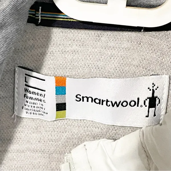 SMARTWOOL Large‎ Smartloft 60 Jacket Light Gray Mountain Fairisle Coat Quilted - Image 4