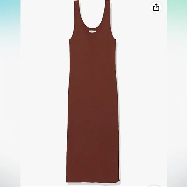 Chocolate Brown Ribbed Midi Sleeveless Dress XS NWT - Image 9