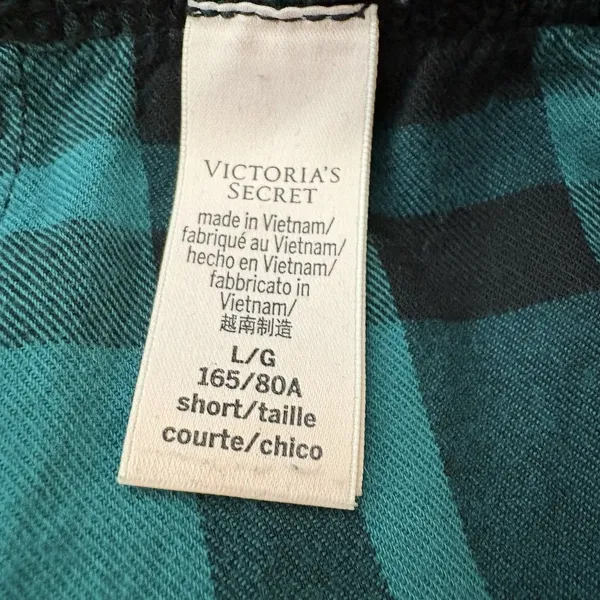Victorias Secret Pajama Green Black Flannel Jogger PJ Pants Size large Womens - Image 4