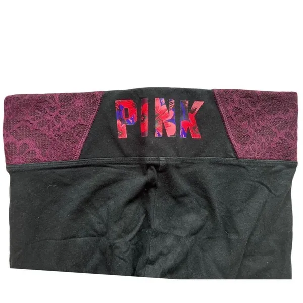 Womens Victorias Secret PINK Skinny Black Logo Yoga Pants - Sz S - Image 3