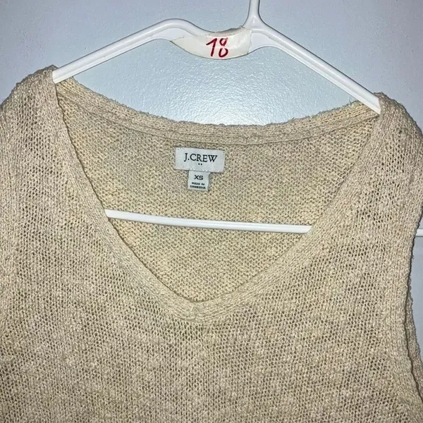 J. Crew Open Knit Cream V-neck Sleeveless Top Size XS Coquette #785 - Image 4