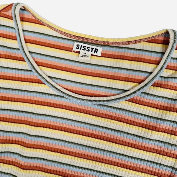 Sisstr Evolution Line Up Long Sleeve Knit Top Womens M Striped Cropped Shirt New - Image 2