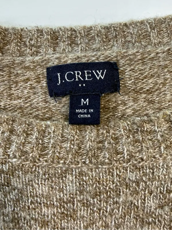 J. Crew Lambs Wool Blend Brown Crewneck Sweater Size Medium - Image 5
