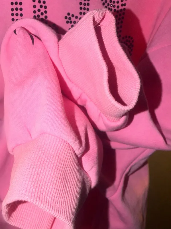 Von Dutch Pink Rhinestone Cropped Hoodie - Image 6