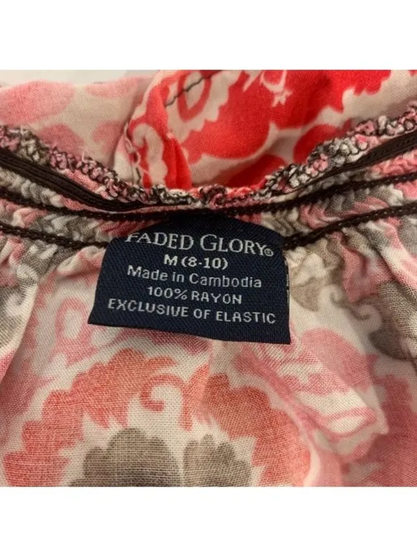 Faded Glory Coral Print Womens Sleeveless Dress Size M (8-10) Elastic Waist - Image 4