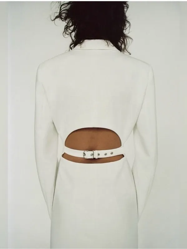 NWOT Zara Cut Out Mini Blazer Dress in Ecru White - Image 2