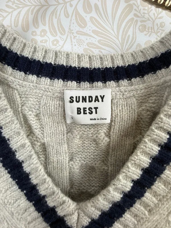 Sunday Best by Aritzia Gray Merino Wool Cable-Knit Sweater Vest - Size - Small - Image 6