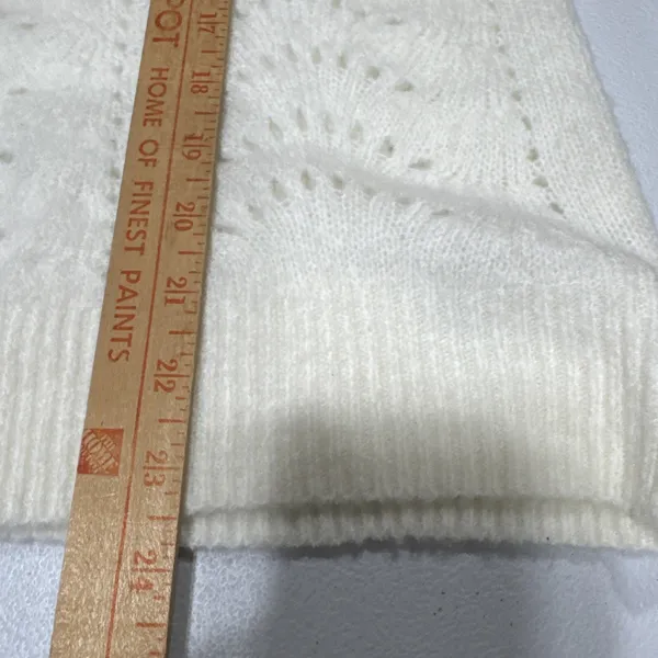Gap Womens Pointelle Knit Pullover Sweater Crew Neck Ivory Long Sleeve Top M - Image 9