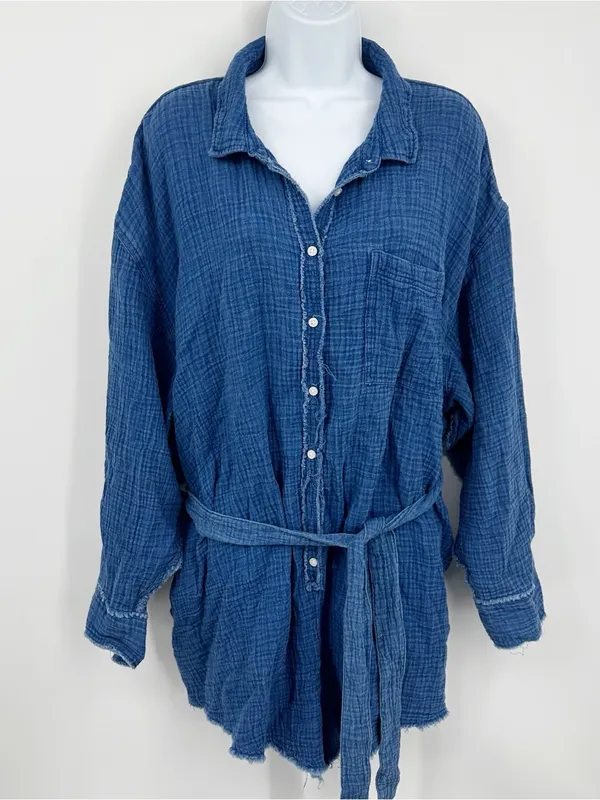 Aerie Blue Gauzy High Waisted Romper Size XL Boho - Image 2