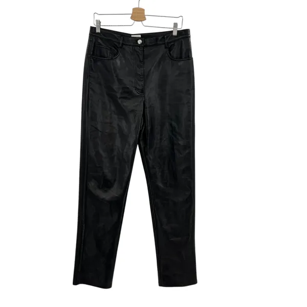 Aritzia Wilfred The Melina Pants‎ High Waisted Vegan Leather Black Size 12 - Image 3