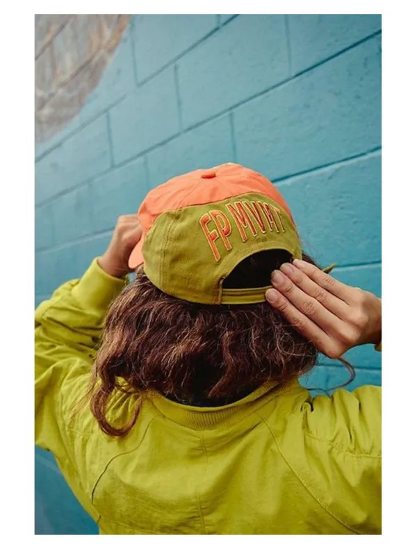 NWT FP Movement by Free People Orange and Olive Embroidered Logo Cap - Image 4