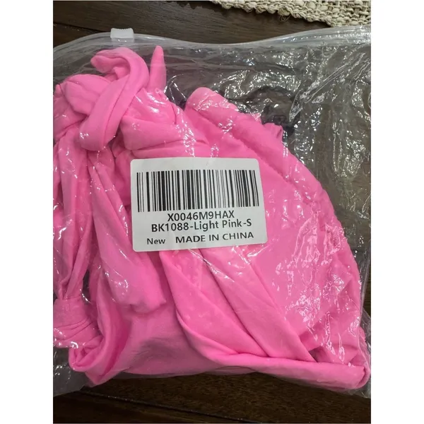 Neon Pink Bikini Set Size S NWT High Cut Halter Swimsuit - Image 4