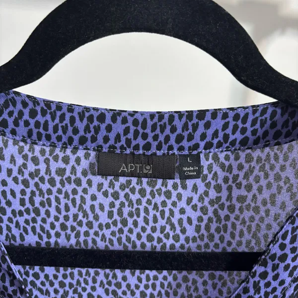 Apt. 9 Purple and Black Dalmatian Print Ruffle Sleeve Blouse - Image 3