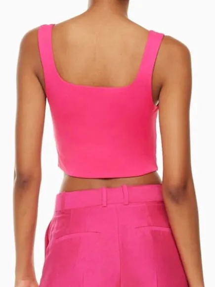 NEW! Babaton Aritzia Pink Countour Squareneck Tee Eros‎ Pink - Image 7