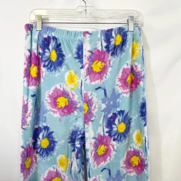 Mayfair Medium Pajama Set Floral Fleece Blue Pink Watercolor‎ Vivid NWT Gift 515 - Image 14