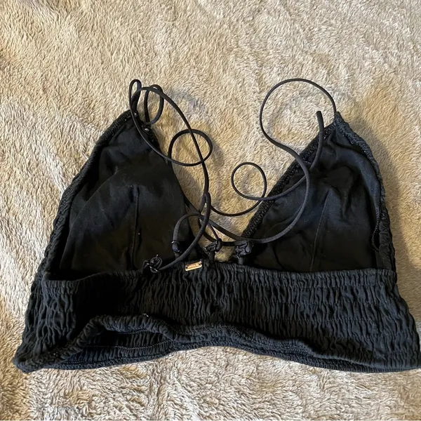 Victoria’s Secret PINK Black Seersucker Bralette Bra Top Size Medium - Image 4