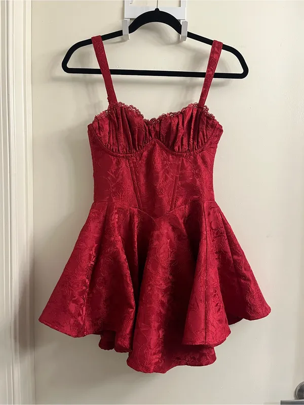 Babyboo Emelie Playsuit Mini Dress in Red Size Small - Image 2
