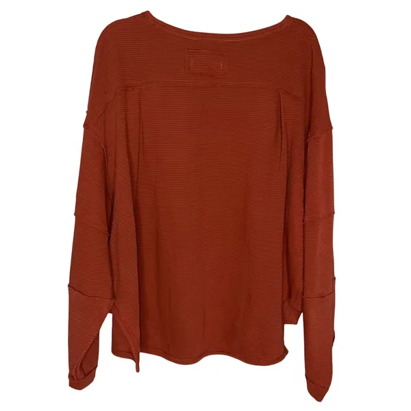 We The Free‎ Free People Thermal Top Womens Medium Rust Orange Excellent Ribbed - Image 4