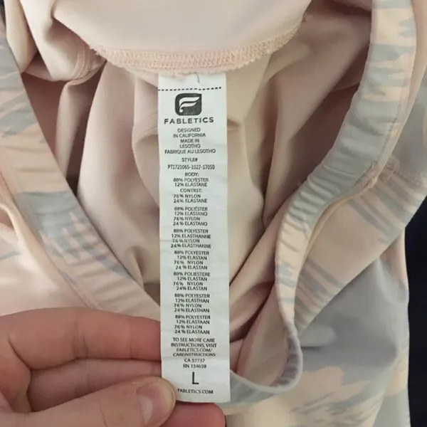 Fabletics blush and gray leafy high waist L athletic leggings - Image 2