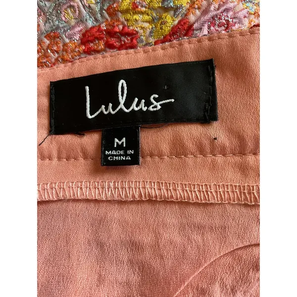 Lulus Floral Two Piece Set Crop Top Mini Skirt‎ Pink Yellow Red Medium M - Image 8