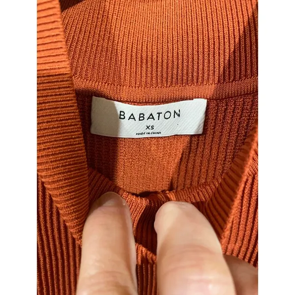 Aritzia Babaton Sculpt Knit Halter Mini Dress XS Flambeau Red Orange Bodycon - Image 8