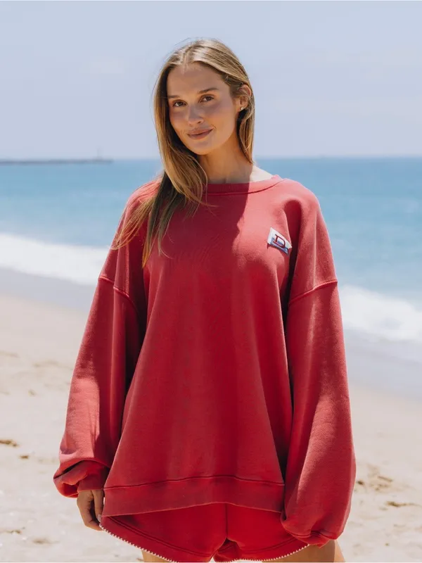 Daily Drills Red Heavyweight Oversized Out East Crewneck Sweatshirt - Image 3