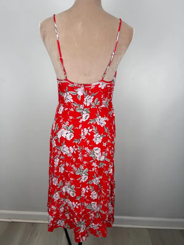 Lulu's Red Floral Spaghetti-Strap Midi Dress - Image 3
