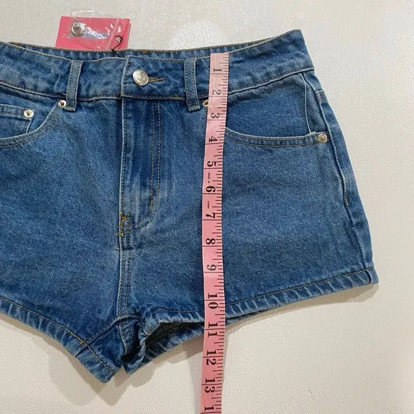 Edikted Heart Pocket Denim Shorts NWT Size S Y2K Coquette Low Rise - Image 6