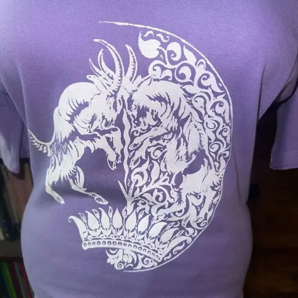 Free People purple graphic goat crown scoop neck XS oversized top - Image 2