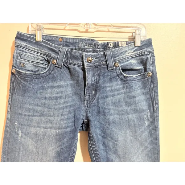 Miss‎ Me Bootcut Jeans Womens 31 Blue Excellent Angel Wing Studded JP5331B4 - Image 8