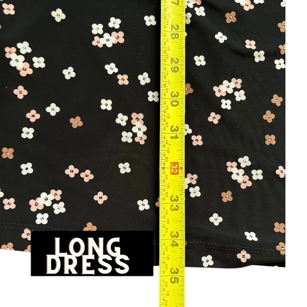 Tommy Hilfiger Women's Midi Dress Black Floral Size 2 Long Sleeve Boho Chic Fall - Image 9