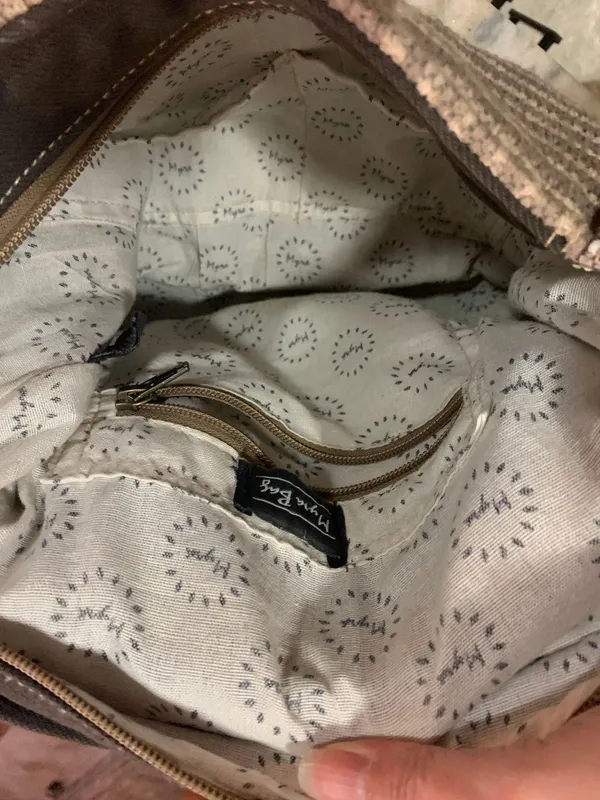 Myra Bags. Backpack purse. Hair on and knitted. - Image 4