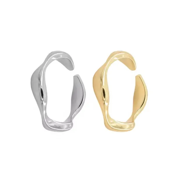 🆕 Yellow‎ Gold Wave Ring Gold Plated 925 Sterling Silver | Adjustable - Image 12