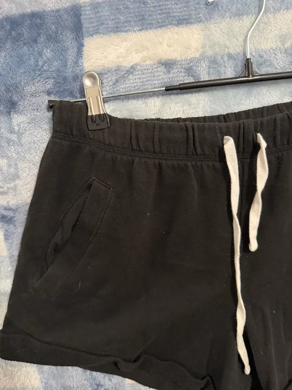 PINK Victoria's Secret Black Fleece Drawstring Lounge Shorts - Image 2
