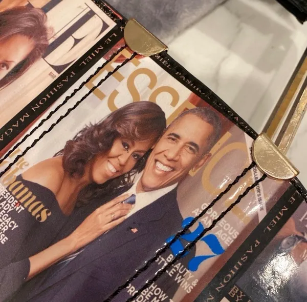 Michelle Obama Barack Obama Glossy Magazine Cover Satchel Purse Bag President - Image 12