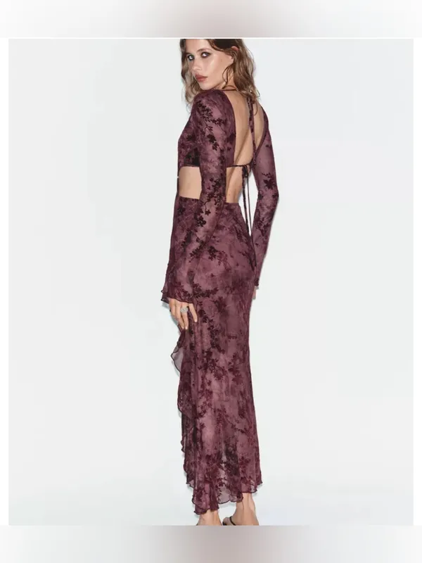 Zara ASYMMETRIC FLOCKED TULLE CUT OUT DRESS - Image 2