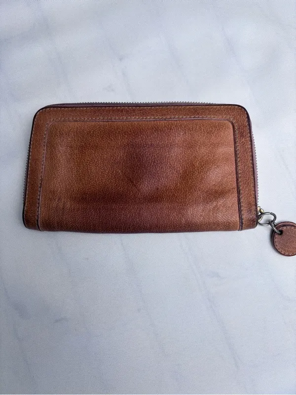 Chloé Eclipse Zip Around Continental Wallet Vintage Tan Leather Gold Hardware - Image 5