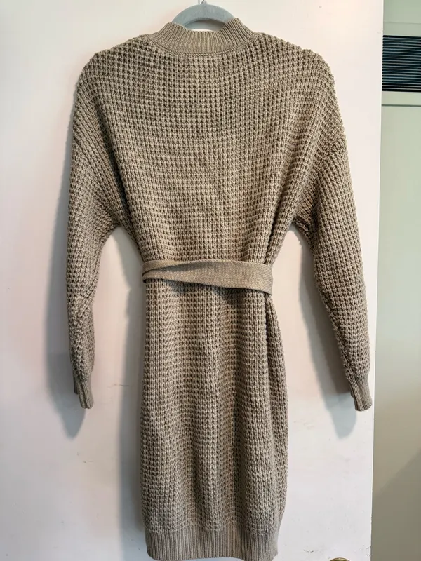 Knit Sweater Dress Tan - Image 2