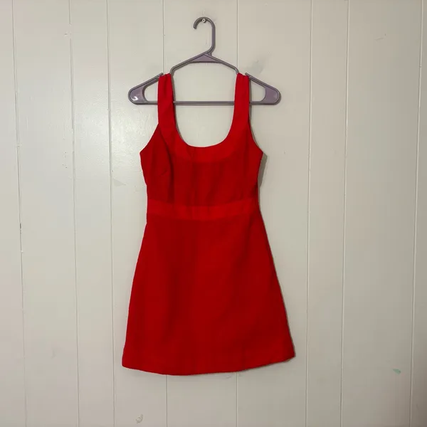 Maeve Anthropologie Red Scoop Neck Mini Dress Sleeveless Sz 2 Romantic, Feminine - Image 3